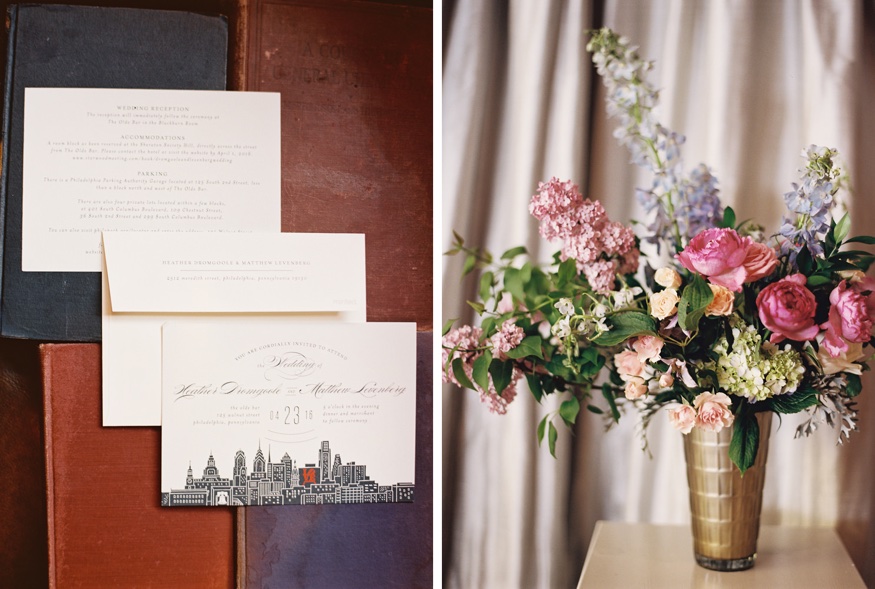Reception details at Olde Bar Philadelphia wedding.