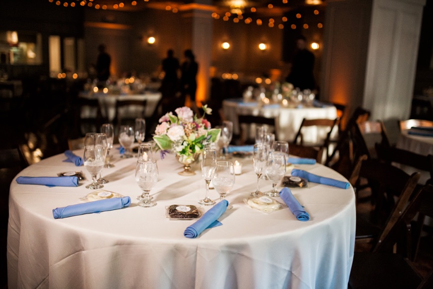 Table details at Olde Bar Philadelphia wedding reception.