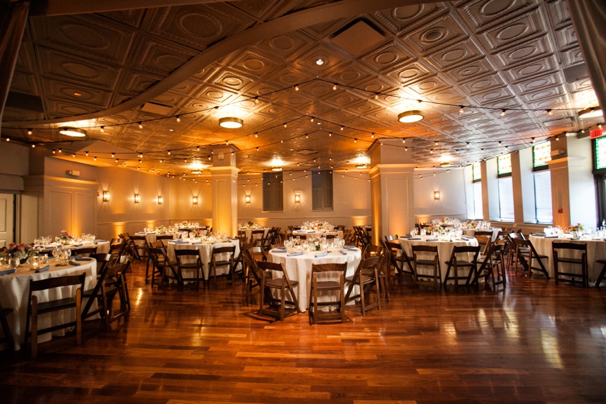 olde bar wedding reception room full wide view