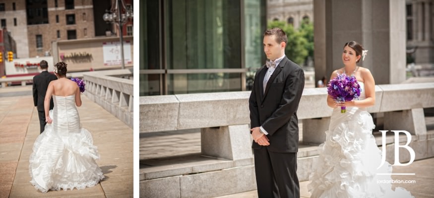 Heidi and Vadim first look moment, Philadelphia wedding day