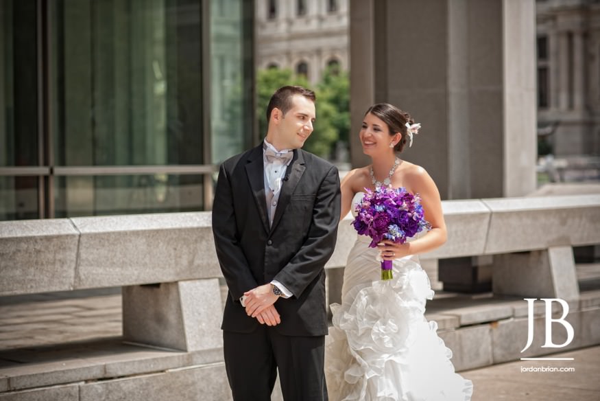 Bride and groom first meet portrait at Philadelphia wedding