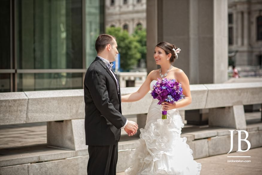 Bride and groom portrait after first look, Philadelphia