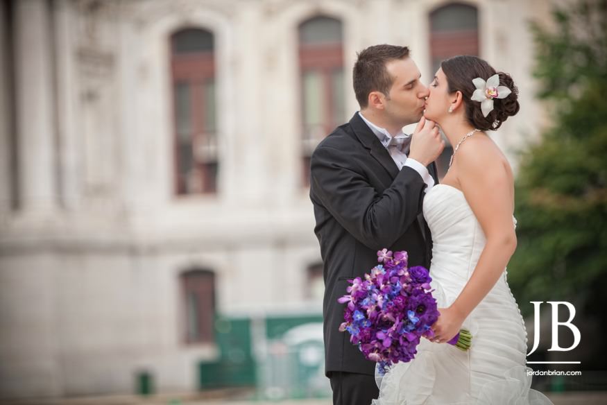 Heidi and Vadim smiling during wedding portrait session in Philadelphia