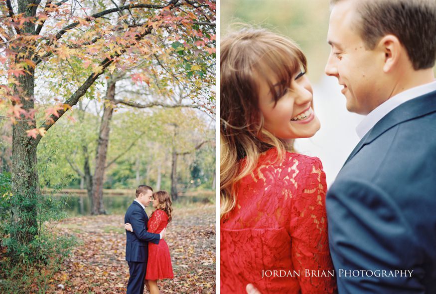 Holly and Chris fall foliage engagement portrait, Medford NJ