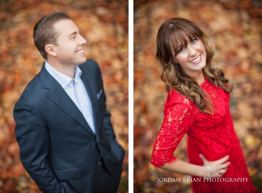 Couple portrait among fall foliage at Medford Park, New Jersey