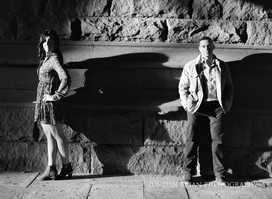 Black and white film portraits at Princeton University fall engagement session.