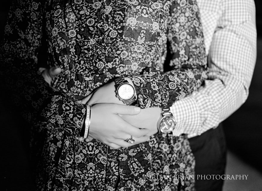 Black and white film portraits at Princeton University fall engagement session.