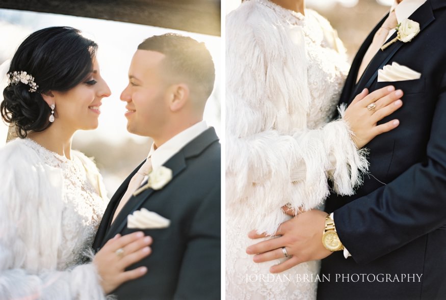 Bride and groom portraits at Cescaphe Ballroom Philadelphia Winter Wedding.