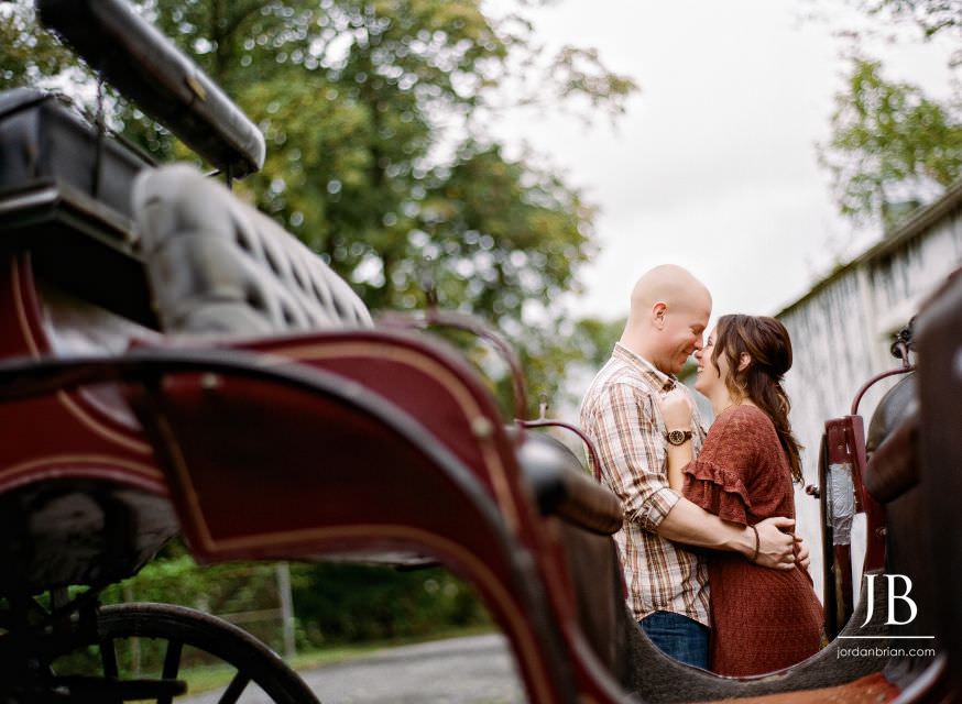 Jamie and Tim romantic portrait in Lambertville New Jersey fall