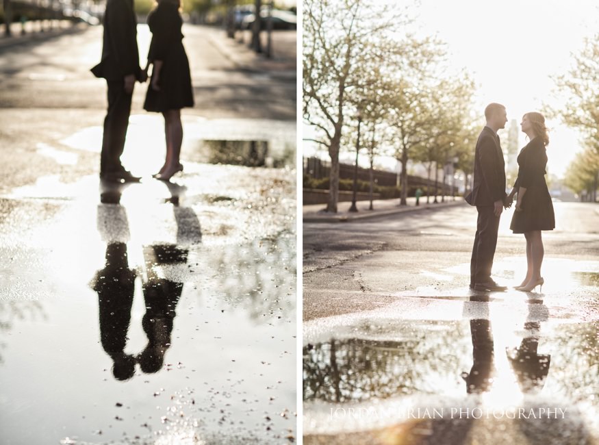 silhouette portrait of couple at camden waterfront