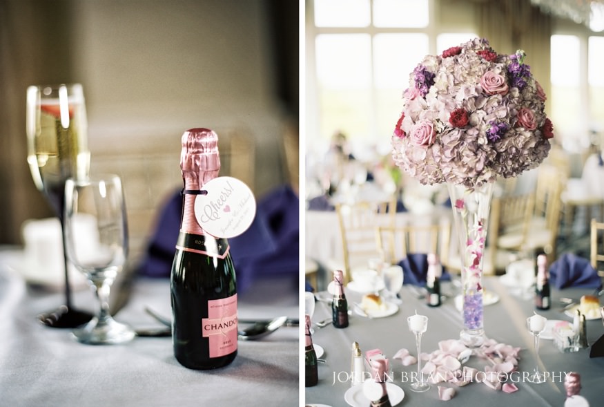 Table details at Trump National Golf Course wedding.