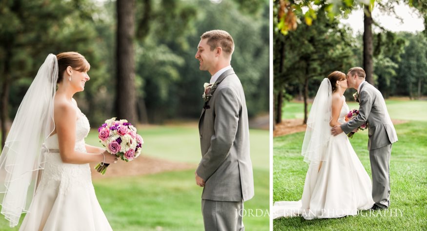 Bride and Groom first look at Trump National Golf Course Wedding.