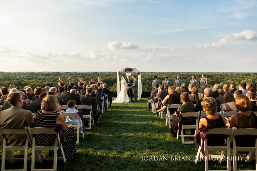 Outdoor wedding ceremony at Trump National philadelphia wedding.