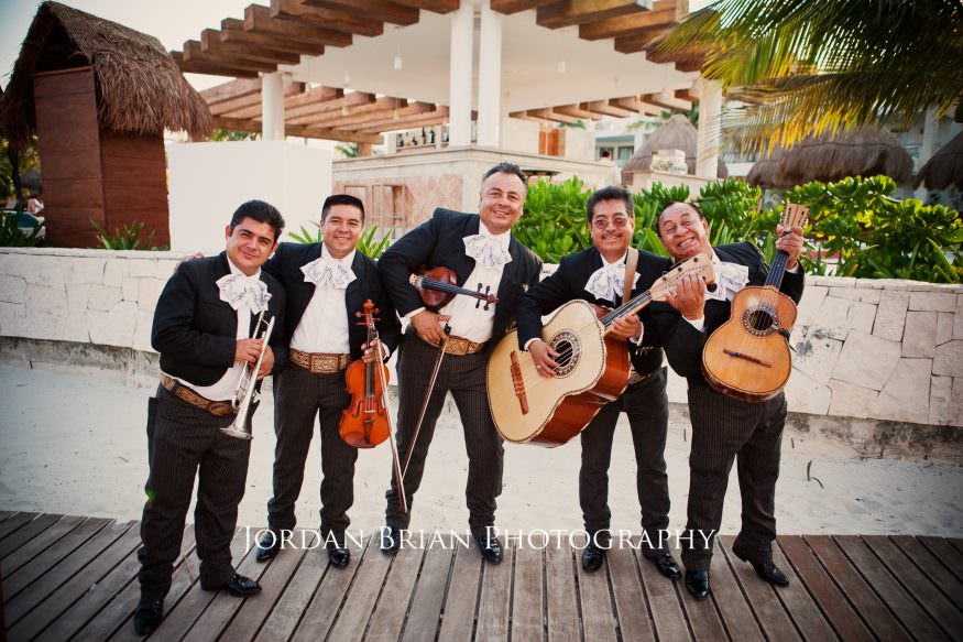 Mariachi band playing at Excellence Resort Playa Mujeres wedding reception
