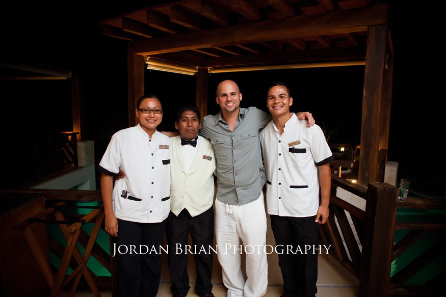 Jordan with Excellence Resort kitchen staff at Mexico destination wedding