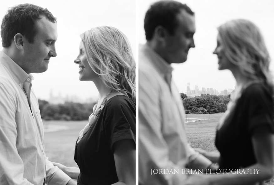 Katarina and Kyle with their custom beer six-pack at Fairmount Park Philadelphia engagement