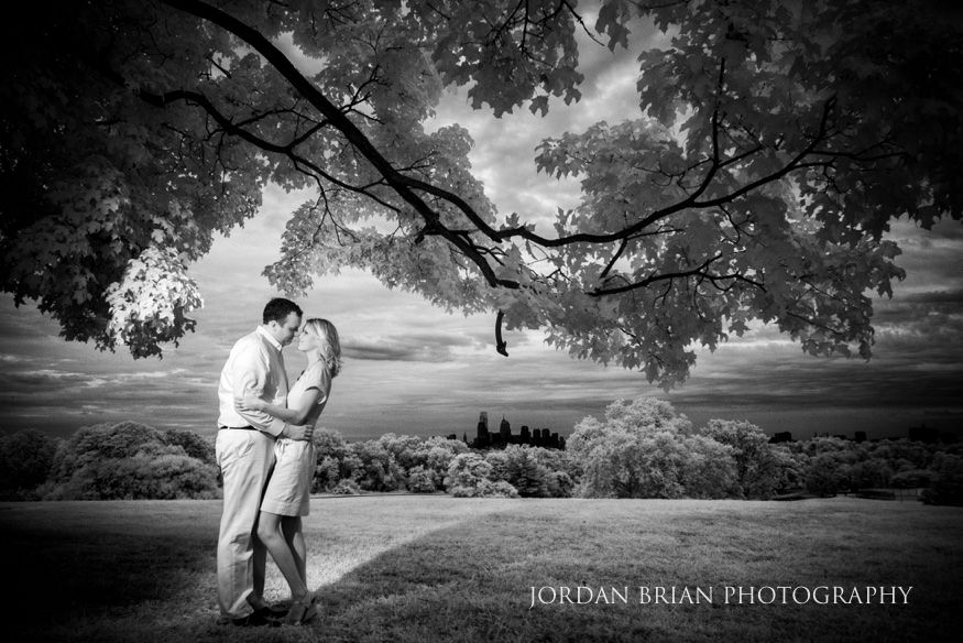 Katarina and Kyle portrait in the golden light at Fairmount Park engagement session