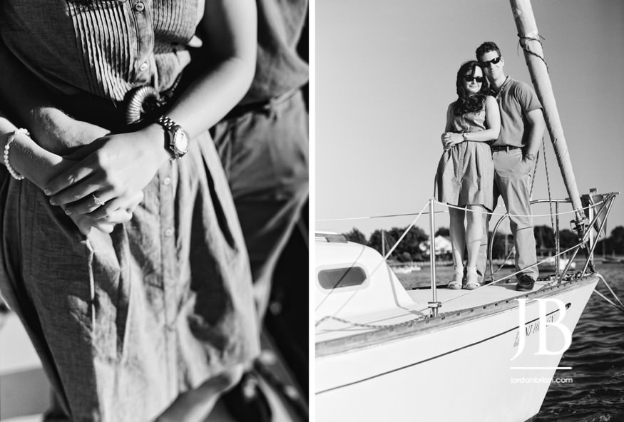 Sailboat engagement session photographs near Red Bank