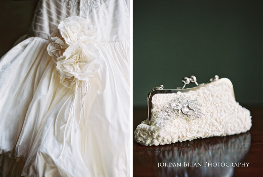 details of bride's dress at grounds for sculpture wedding