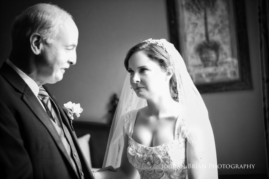 first look between father and bride before grounds for sculpture wedding