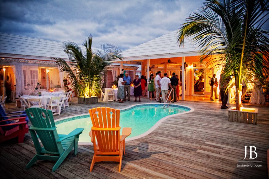 Katie and Luke reception dancing at Hopetown Bahamas destination wedding