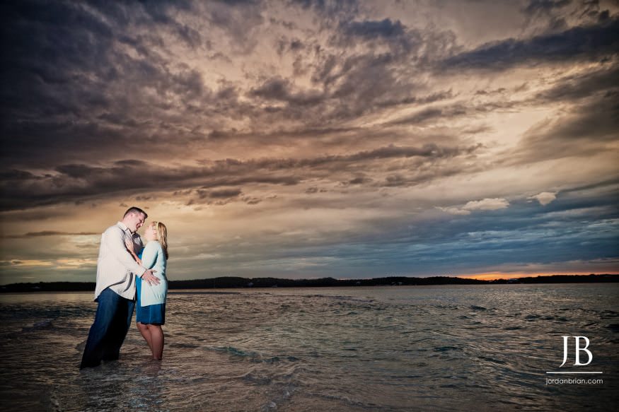 Katie and Luke engagement portrait after rain cleared Hope Town Bahamas