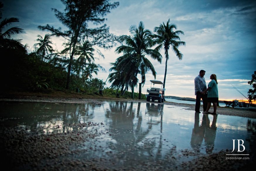 Katie and Luke golden hour engagement photograph Hope Town Abaco Bahamas