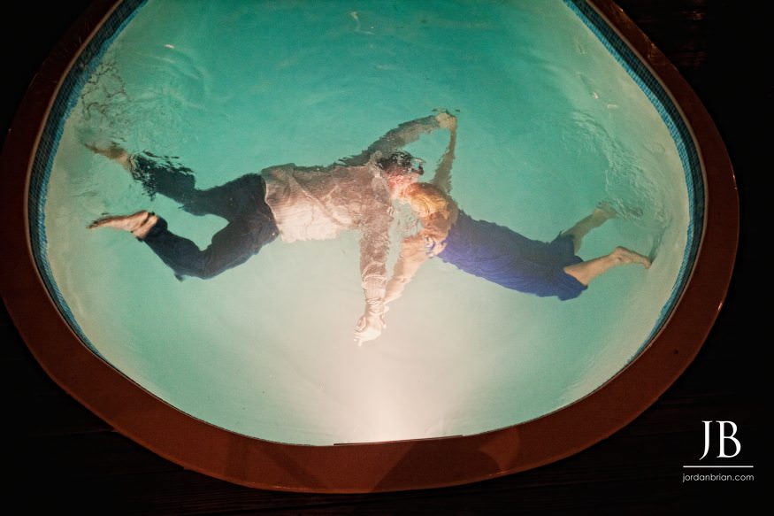 Katie and Luke private pool engagement photograph Hope Town Bahamas
