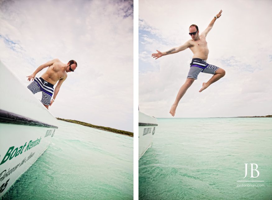 Katie and Luke couple engagement portrait panoramic Hope Town Bahamas
