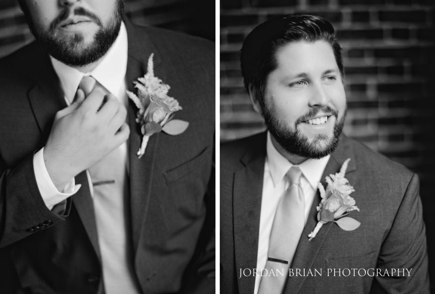 black and white portrait of groom before wedding colonial dames society