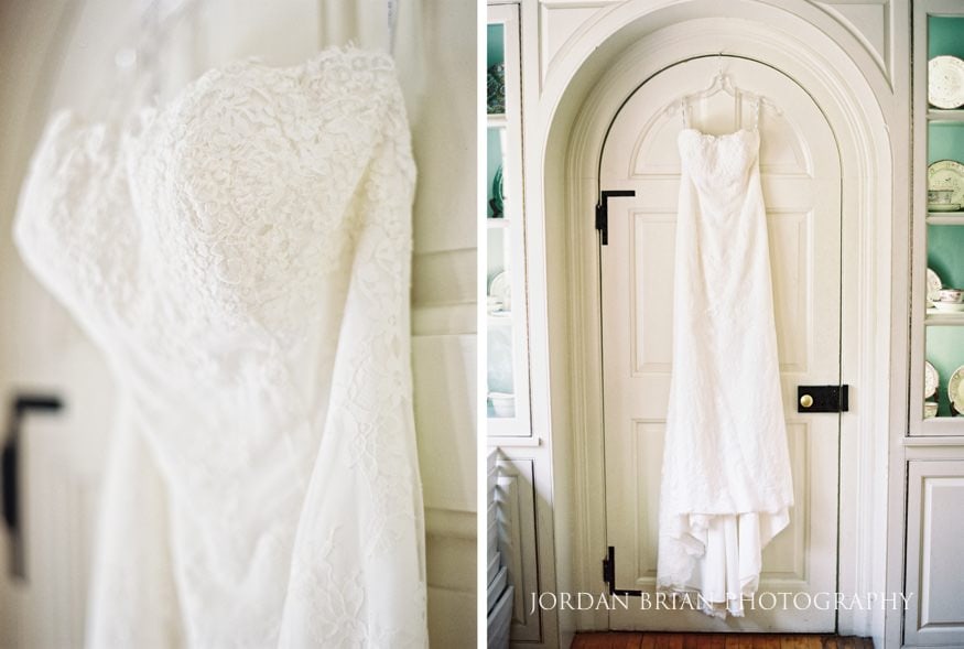 detail of bride's dress at colonial dames wedding