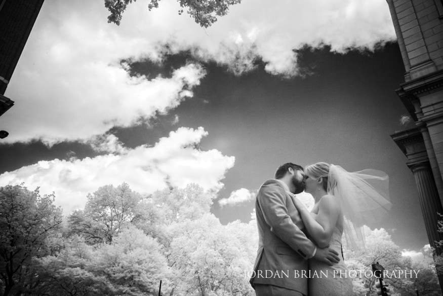 bride and groom portrait washington square philadelphia