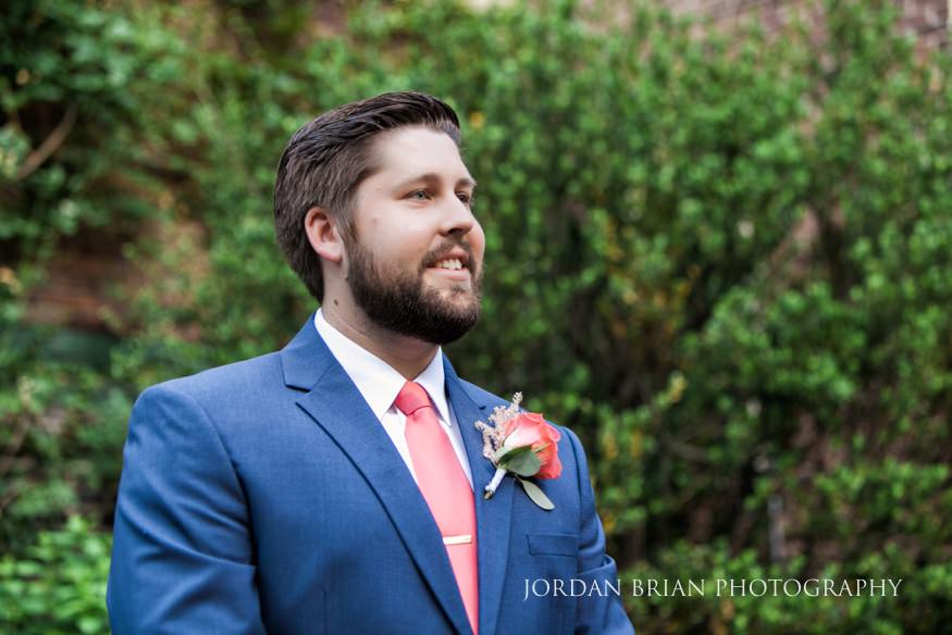 groom look at bride colonial dames society wedding ceremony