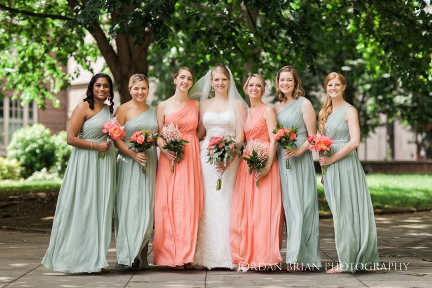 bride and bridesmaids at rittenhouse square