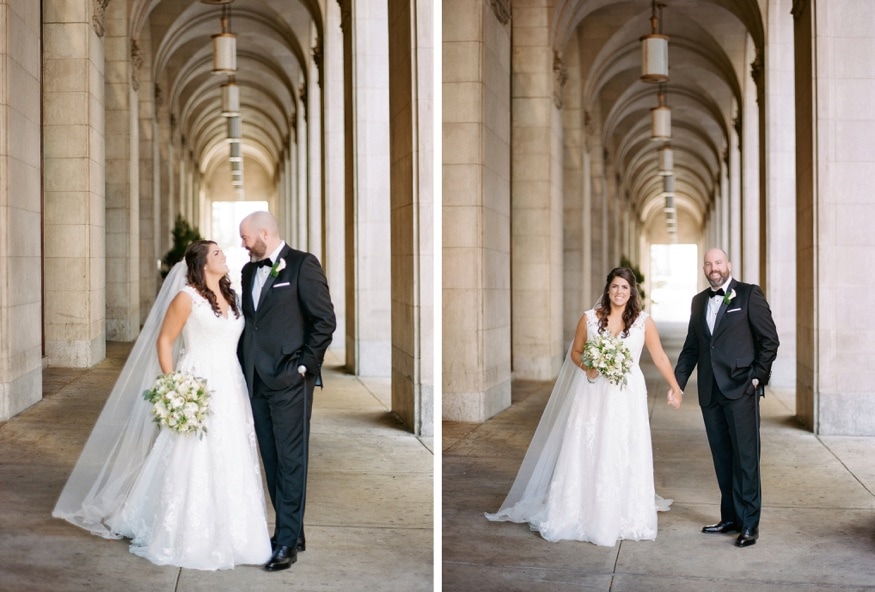 Bride and groom portraits outside the Notary Hotel.
