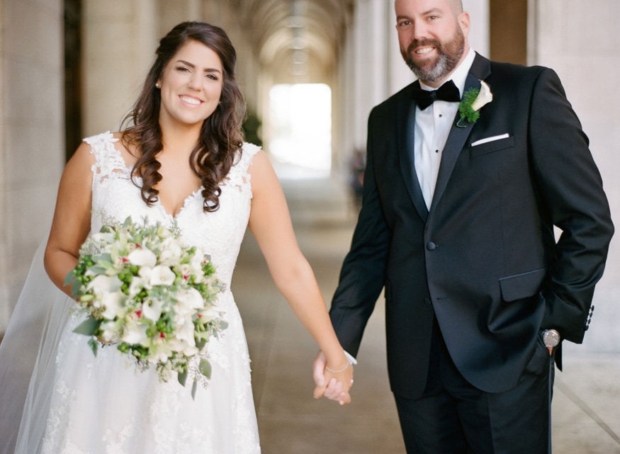 Bride and groom portraits outside the Notary Hotel.