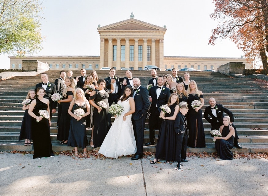 Bridal Party portraits behind the Philadelphia Art Museum.