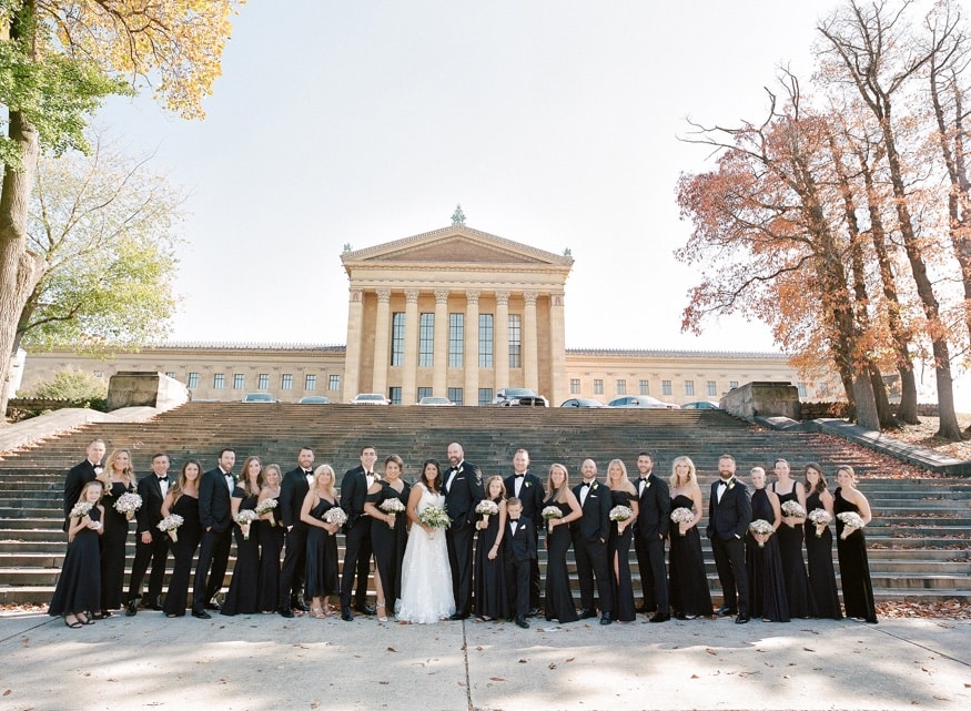 Bridal Party portraits behind the Philadelphia Art Museum.