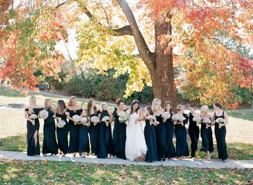 Wedding portraits of bridesmaids at Art Museum of Philadelphia.