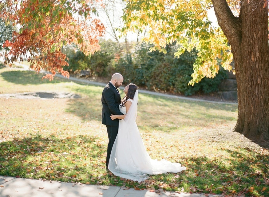 Fall wedding portraits at Philly Art Museum before Moulin wedding.