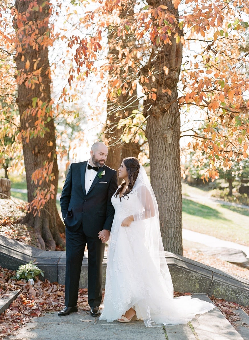 Wedding portraits on steps of Philadelphia Art Museum.