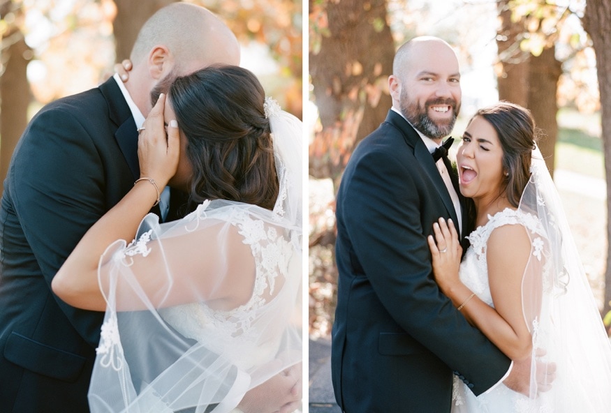 Bride and groom wedding portraits at Art Museum of Philadelphia.