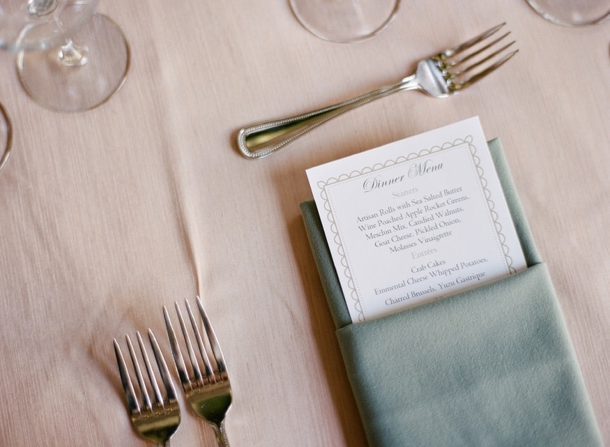 Reception details at Moulin by Brulee Catering wedding.