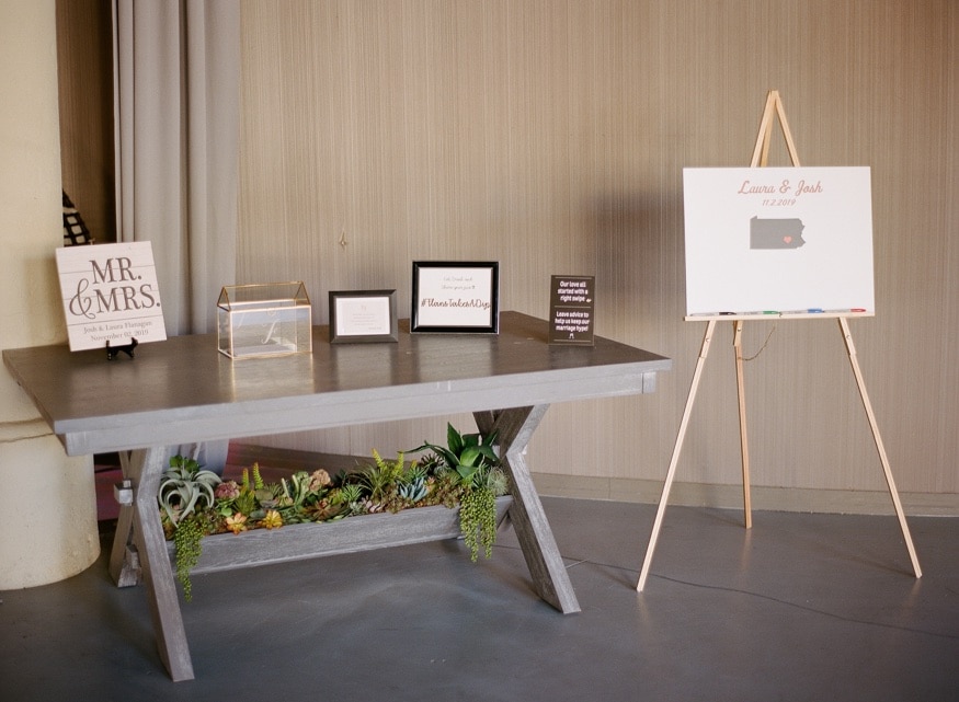 Reception details at Moulin Philadelphia wedding.