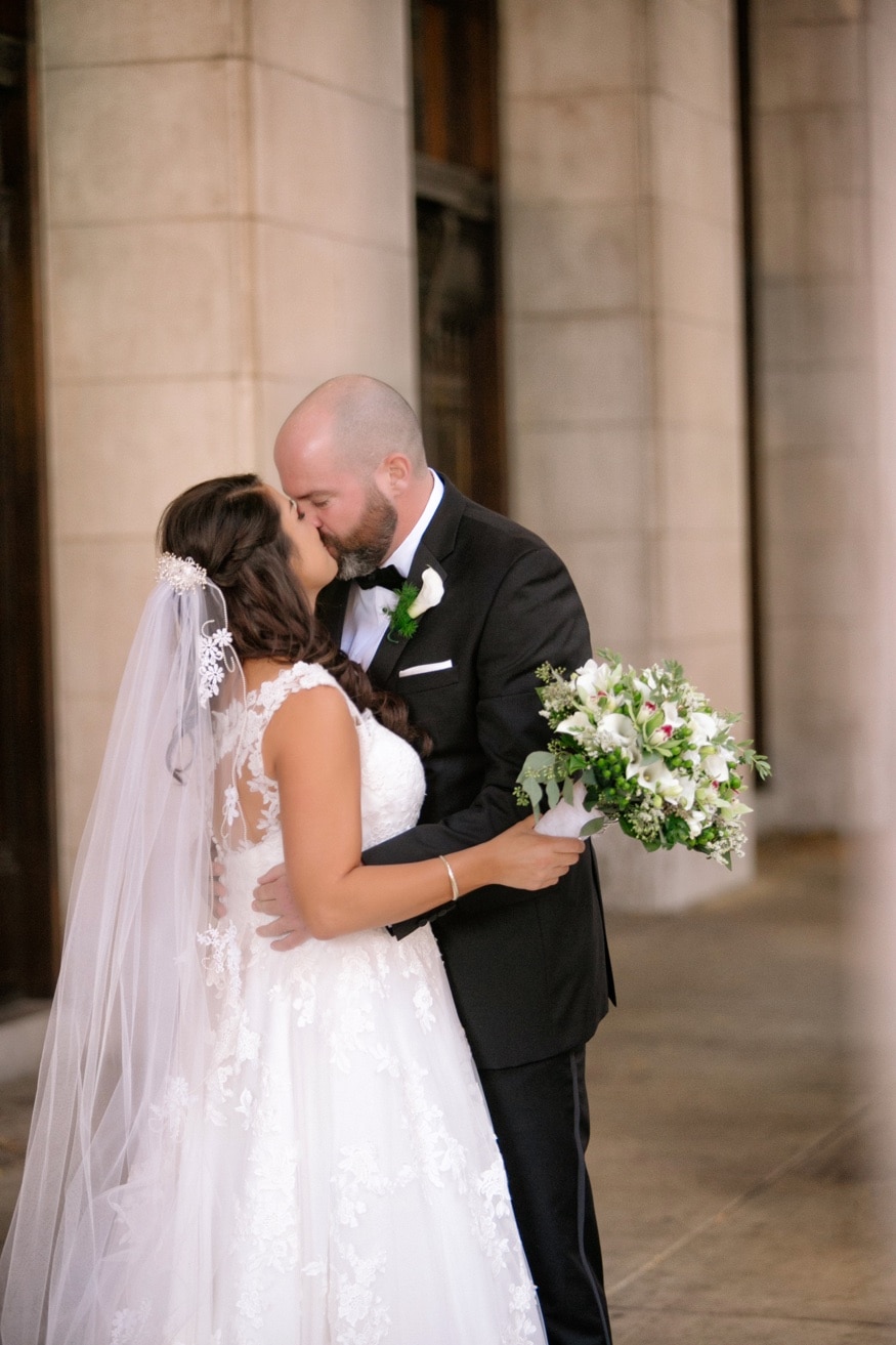 Bride & Groom first look outside of the Notary Hotel in Philadelphia.