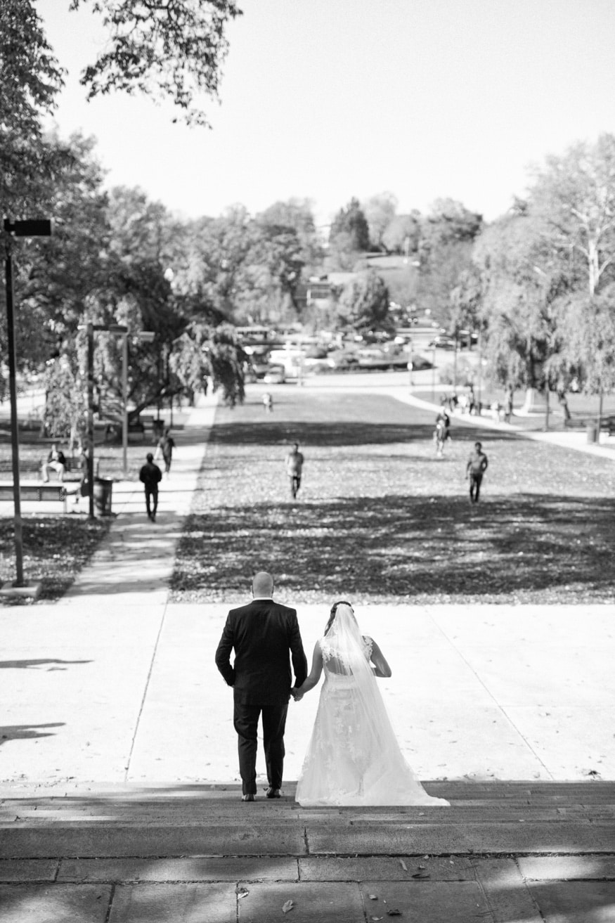 Fall wedding portraits at Philadelphia Art Museum.