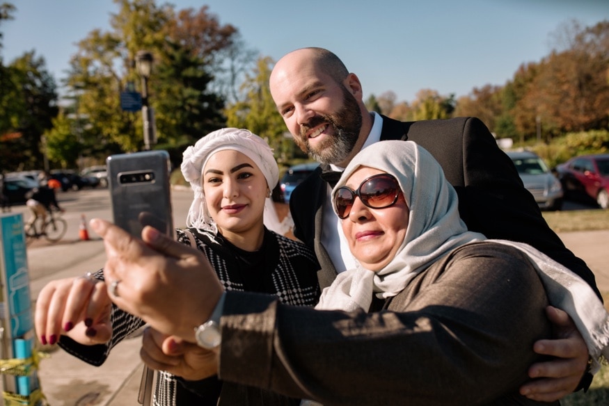 Wedding photobomb at Philadelphia Art Museum.