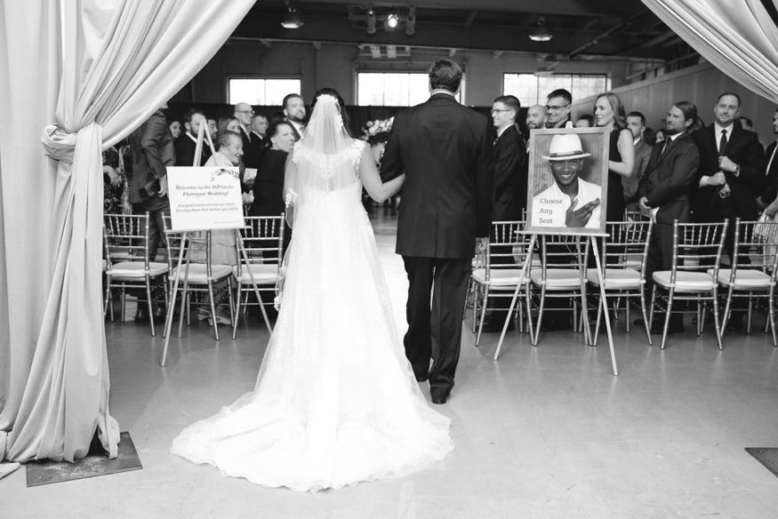 Bride & Father walk down the aisle at Moulin Philadelphia wedding.