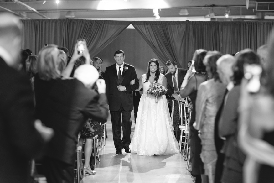 Bride & Father walk down the aisle at Moulin Philadelphia wedding.