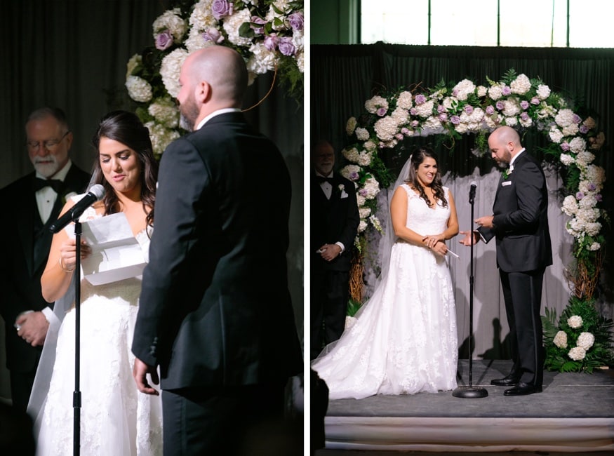 Bride and groom getting married at Moulin at Sherman Mills.